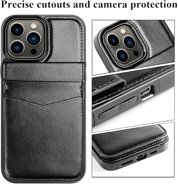 MMHUO for iPhone 14 Pro Max Case with Card Holder,Premium Leather Magnetic Clasp Flip Case for iPhone 14 Pro Max Wallet Case for Men Women,Protective Case Phone Case for iPhone 14 Pro Max,Black