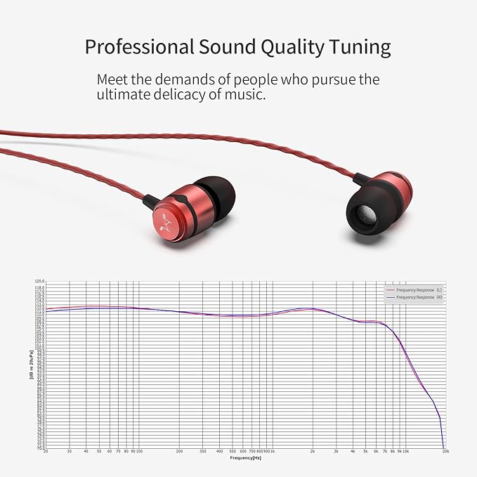 SoundMAGIC E50 Wired Earbuds No Microphone in Ear Monitor HiFi Earphones Noise Isolating Headphones Comfortable Fit Black Red