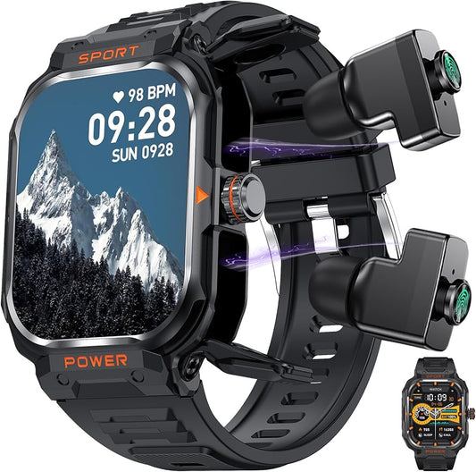 ZJX Smart Watch with Earbuds,2.01" HD Touch Screen Headset Sports Smart Watch for Man Women for iPhone Android,Bluetooth Fitness Tracker Smartwatch, Message Notification, Answer, Dial Calls