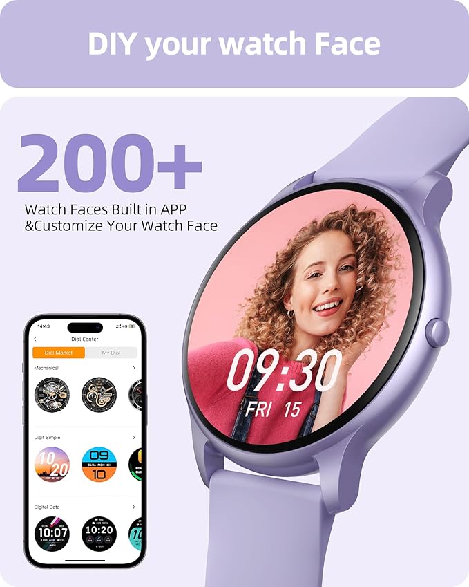 Parsonver Smart Watch(Answer/Make Calls), Smartwatch for Women Men IP68 Waterproof, 100+ Sport Modes Fitness Activity Tracker, Heart Rate/Sleep/Steps Monitor, Fitness Watch for Android iPhone, Purple