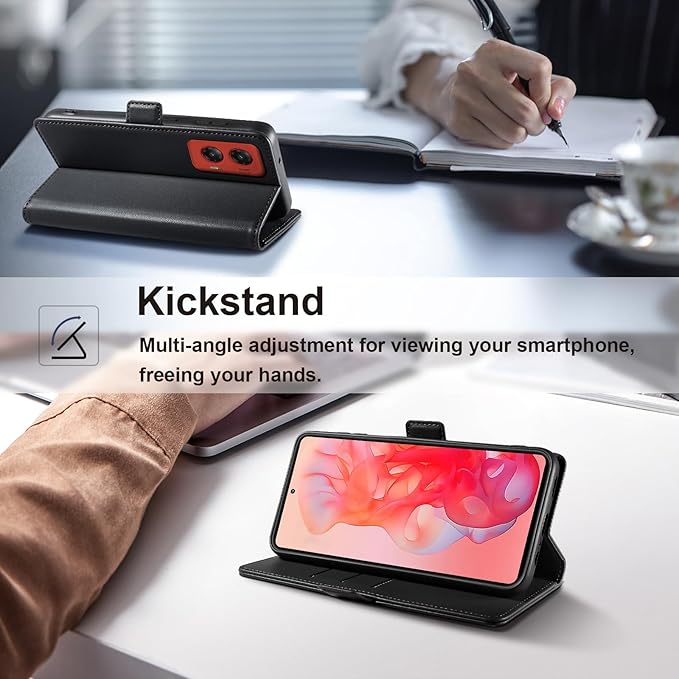 Wallet Flip Case for Moto G Stylus 5G (2024) - [RFID Blocking] Luxury PU Leather Card Holder Magnetic Phone Cover with Kickstand,Shockproof Protective Case,Black