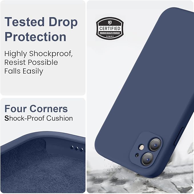 Vooii Compatible with iPhone 11 Case, Upgraded Liquid Silicone with [Flat Edges] [Camera Protection] [Soft Anti-Scratch Microfiber Lining] Phone Case for iPhone 11 6.1 inch - Navy Blue