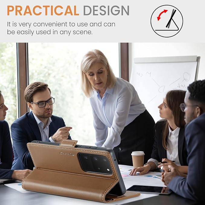 Case for Samsung Galaxy S20 Ultra Wallet Case, RFID Blocking PU Leather Flip Folio Cover Card Holder Kickstand Shockproof Phone Case Compatible with Samsung Galaxy S20 Ultra, Brown