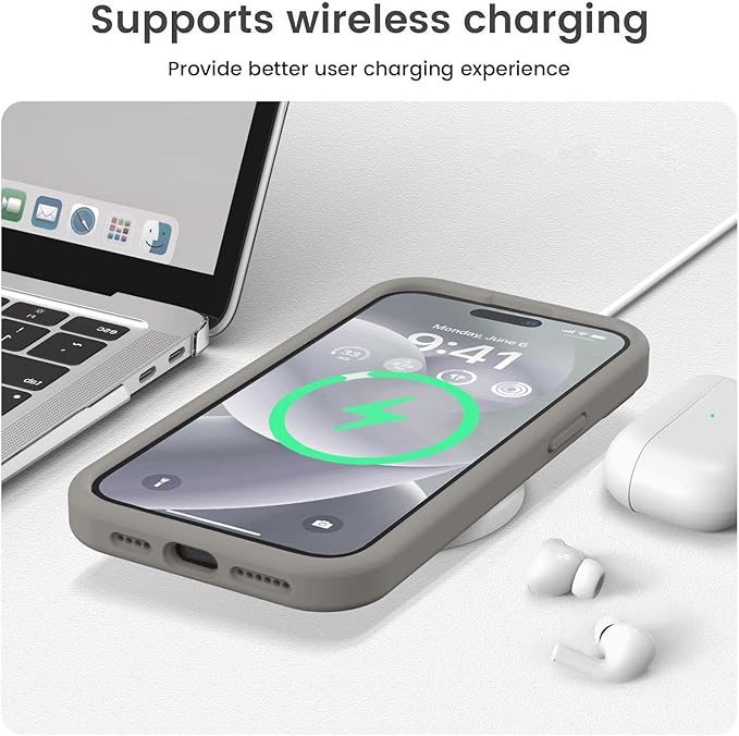 Vooii Compatible with iPhone 15 Pro Max Case,Upgraded Premium Silicone,[Camera Protection] [Soft Anti-Scratch Microfiber Lining] Shockproof Phone Case for iPhone 15 Pro Max 6.7 inch - Natural Titanium