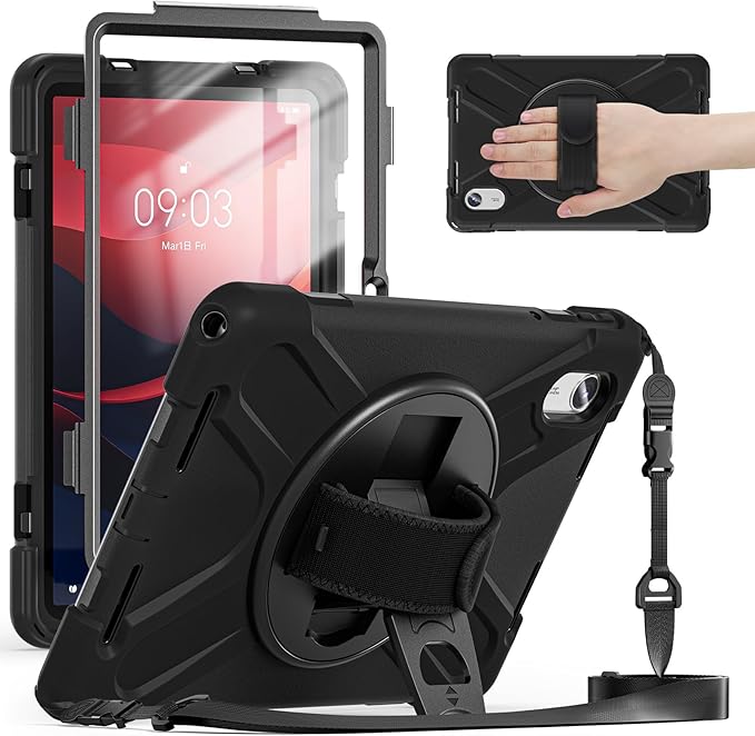 ZenRich Rugged Tablet Case for Lenovo Tab M11/K11 LTE 11" 2024 (TB-330FU/330XU), Heavy Duty Shockproof Protective Cover with Screen Protector, 360° Rotating Kickstand, Hand Strap & Shoulder Belt