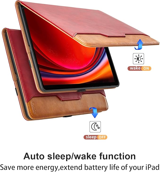 Case for Samsung Galaxy Tab S10 Plus 2024/S9 FE+/S9 Plus 12.4 Inch 2023 - Model SM-X820/X826B/X610/X616B/X810/X816B with S Pen Holder and Pocket, PU Leather Folio Stand Cover Auto Wake/Sleep, Red