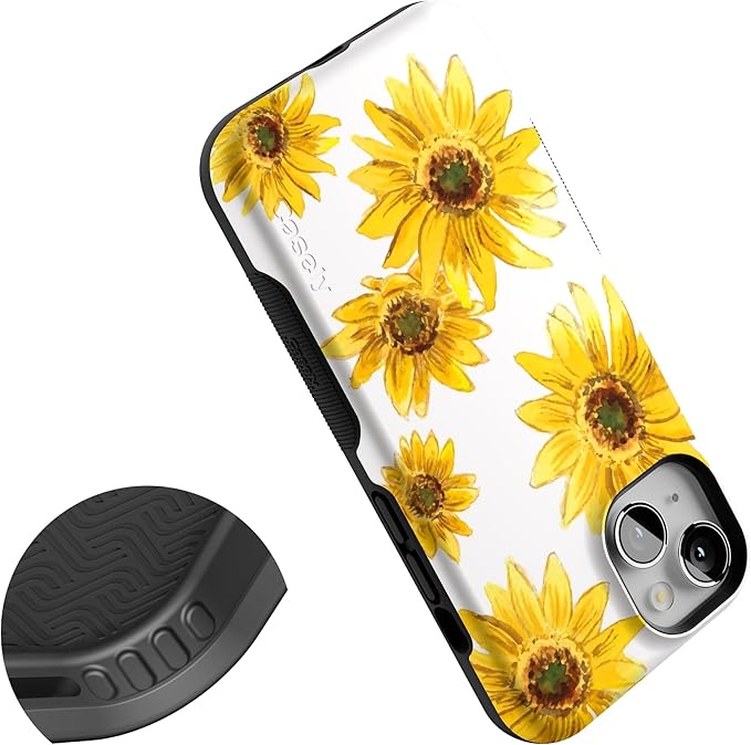 Casely iPhone 14 Case | Golden Garden | Yellow Sunflower Floral | Compatible with MagSafe | Bold Protective Design