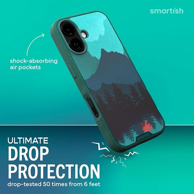 Smartish® iPhone 17 MagSafe Case - Gripmunk Magnetic Slim Case [Lightweight + Protective] Thin Grip Cover with Microfiber Lining for Apple iPhone 17 - Moving Mountains