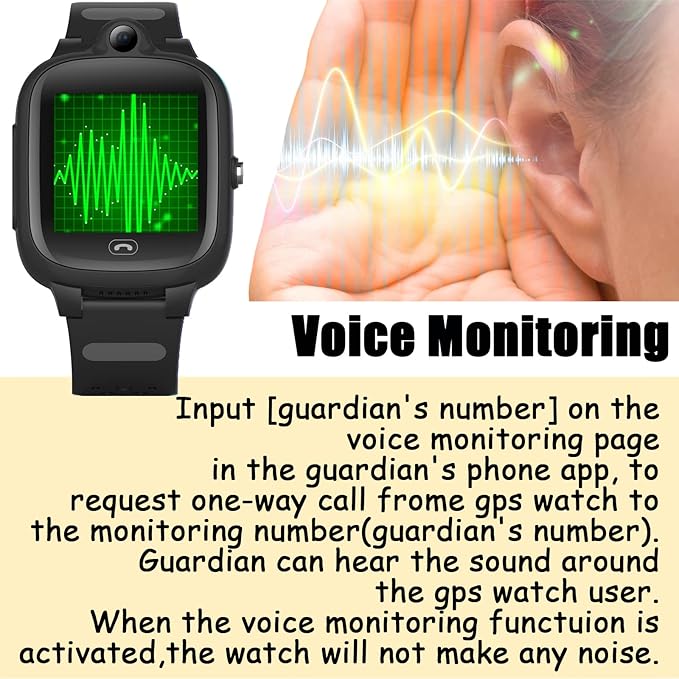 Kids Elderly 4G GPS Smart Watch Global Version Waterproof Real-Time Tracking Phone Video Call and Text SOS Emergency Alarm Voice Message Camera Geo-Fence Pedometer Anti-Lost GPS Tracker Birthday