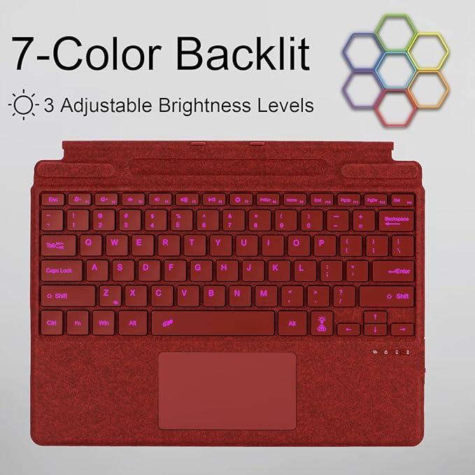 mobee Type Cover for Microsoft Surface Pro 13 inch, Compatible with Surface Pro 13"(11th Edition) / Pro 11 / Pro 10 / Pro 9 / Pro 8 / Pro X, Slim Keyboard with Trackpad Mouse, Backlit, & Pen Holder