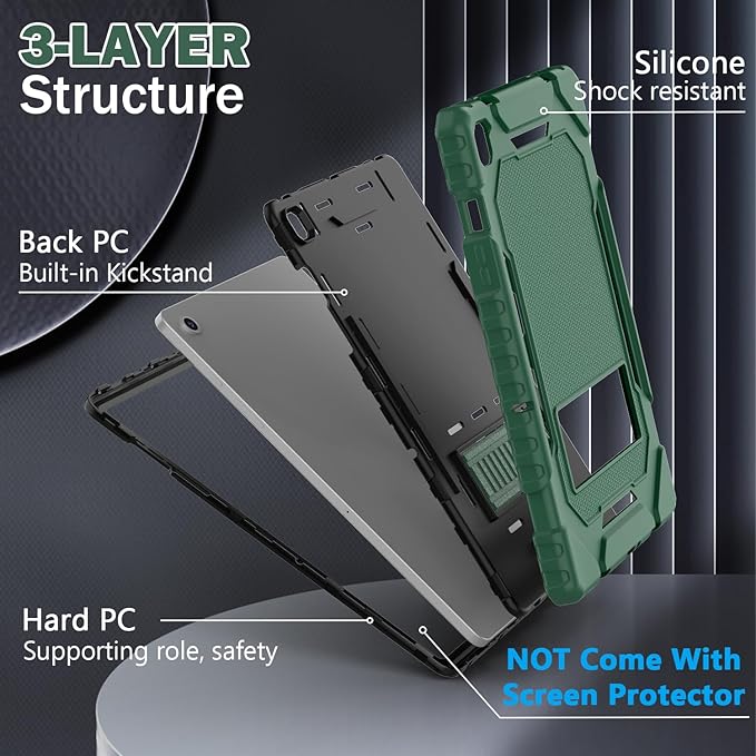 Grifobes for Samsung Galaxy Tab A9 Plus 11 Inch 2023 Cases, Heavy Duty Shockproof Rugged Cover for New Samsung Tablet A9+ 11" Case (SM-X210/X216/X218) with Kickstand for Kids, Dark Green