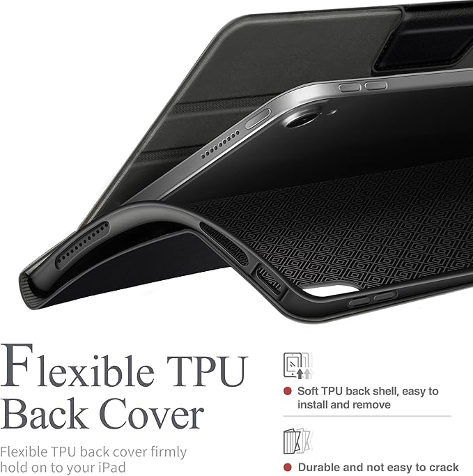 auaua Case for iPad (A16) 11th Generation 11 Inch 2025, iPad 10th Generation 10.9 Inch 2022, with Pencil Holder and Pocket, Typing Angle Muti-Stand Magnetic Closure Auto Sleep/Wake (Black)