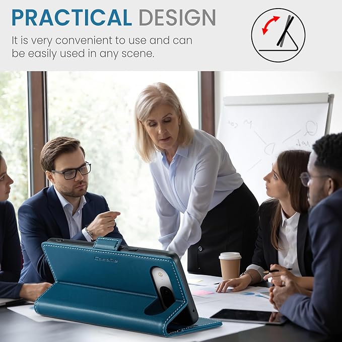 for Google Pixel 8A Case, Premium PU Leather Wallet Case Flip Cover with [RFID Blocking][Card Holder][Stand Function] Shockproof Protective for Google 8A, Blue