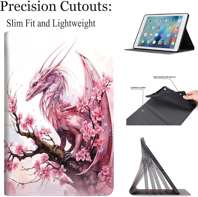 Case for Galaxy Tab A9 Plus ， Auto Sleep/Wake Multi-Angle Viewing Slim Folio Stand Cover for Samsung Galaxy Tab A9+/A9 Plus 11 Inch 2023 (SM-X210/X216/X218), Pink Dragon