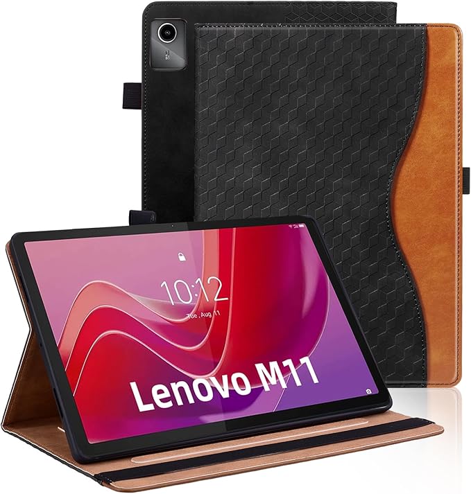 Case for Lenovo Tab M11 11-inch 2024 (TB330FU /TB330XU) Multi-Angle Stand Folio Cover PU Leather with Card Pocket Tab M11 Case,Black