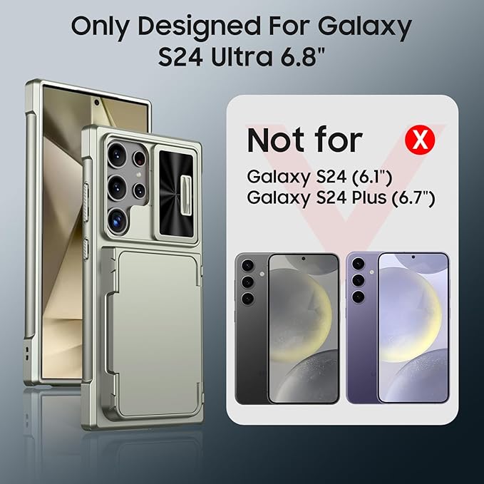 for Samsung Galaxy S24 Ultra Wallet Case with RFID Blocking Card Holder & Camera Cover & Kickstand, Full Body Shockproof Case for S24 Ultra 6.8Inch 2024-Champagne Primary Titanium(Upgraded)