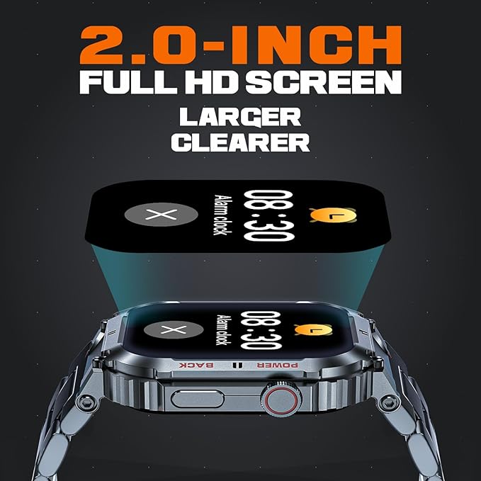 Smart Watch,100M Waterproof Rugged Military Smartwatch with Bluetooth Call(Answer/Dial Calls) 2-inch Utral Large HD Display 70 Days Extra Long Battery Life,100+ Sports Modes Fitness Tracker