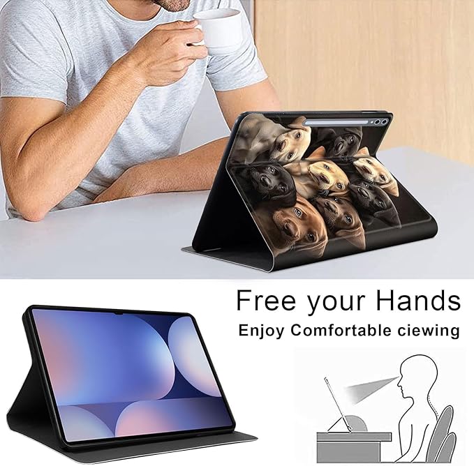 Case for Samsung Galaxy Tab S10 Ultra/Galaxy Tab S9/S8 Ultra 14.6-Inch, Slim PU Leather Stand Cover with Auto Wake/Sleep, Multi-Angle Viewing & Shockproof, Labrador Puppies