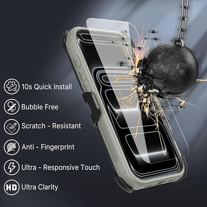 M MYBAT PRO for iPhone 17 Pro Case, Maverick Series Case with Belt Clip Holster,[Compatible with Magsafe] w/Screen Protector,Anti-Drop,Shockproof,w 360°Rotating Kickstand,Heavy Duty Protection