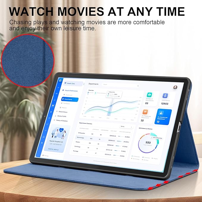 for Samsung Galaxy Tab S6 10.5 inch Case 2019 Model(SM-T860/T865/T867) Genuine Leather Cover Protective Shell,Auto Wake/Sleep.Blue