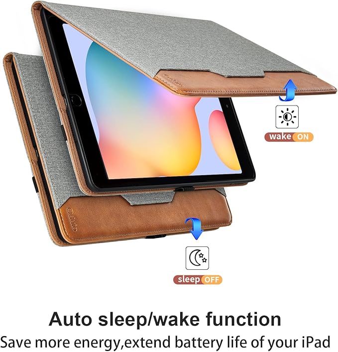 Case for Samsung Galaxy Tab S6 Lite 10.4 Inch 2024/2022/2020 - Model (SM-P620/P625/P610/P613/P615/P619) with Hand Strap and Pocket, PU Leather Folio Stand Cover Auto Wake/Sleep, Gray