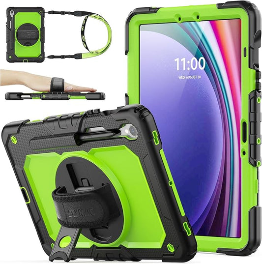 SEYMAC stock Case for Samsung Galaxy Tab S10 Lite / S10 FE / S9 FE 5G / S9 Tablet Case 10.9''/ 11'' Protective with Screen Protector, Pen Holder, 360 Rotate Stand, Hand Strap, Shoulder Strap, Green1