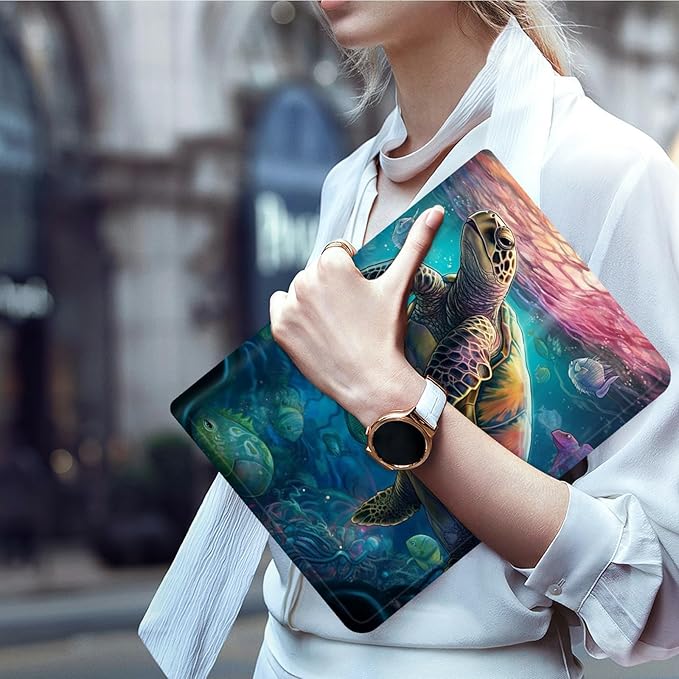 Case for Microsoft Surface Pro 9 / Pro 9 5G 13-Inch 2022 PU Leather Slim Lightweight Multiple Angles Stand Smart Cover with Auto Wake/Sleep for Microsoft Surface Pro 9 2022, Turtle Sea