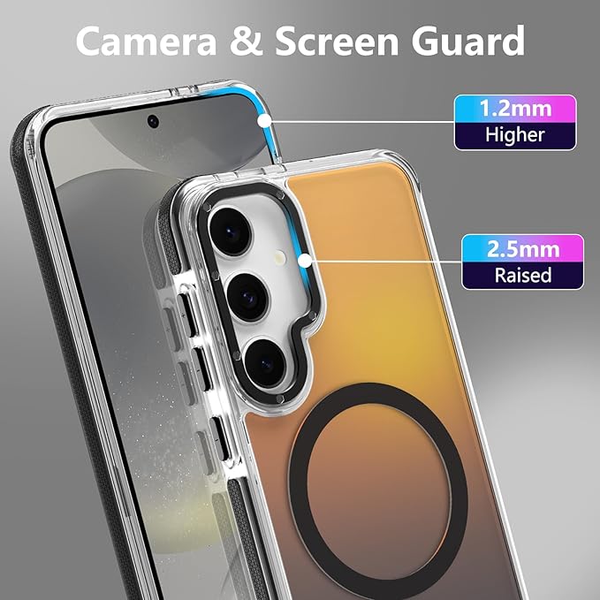 MOWIME Magnetic Case for Samsung Galaxy S24 Plus [Compatible with Magsafe] [Cute Fashion Fluorescent Design] [1 Screen Protector] Slim Translucent Matte Case for Galaxy S24 Plus 6.7", Black