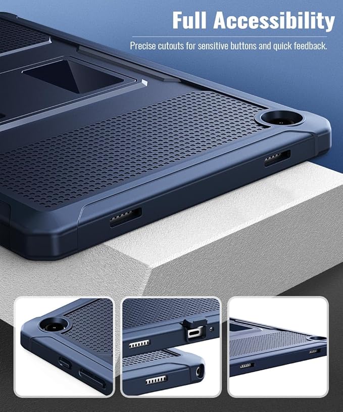 MoKo Case Fit Galaxy Tab A9 Plus 11-Inch 2023 (SM-X210/X216/X218), Shockproof Full Body Rugged Stand Back Cover Built-in Screen Protector Fit Galaxy Tab A9+ 11" 2023, Dark Blue