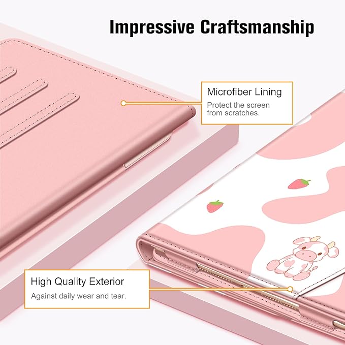 Fintie Case for iPad 9th / 8th / 7th Generation (2021/2020/2019) 10.2 Inch - [Corner Protection] Multi-Angle Viewing Stand Cover with Pocket & Pencil Holder, Auto Sleep Wake, Strawberry Cow