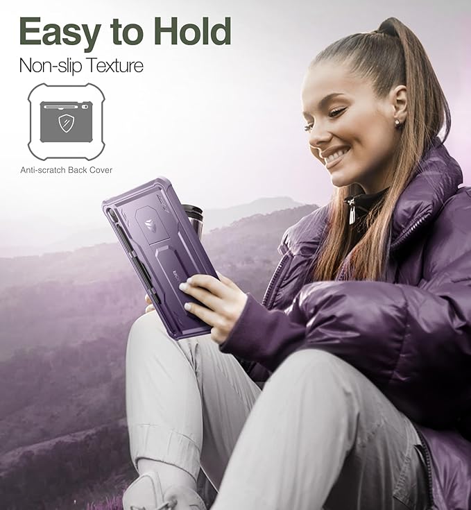 Dexnor Case for Samsung Galaxy Tab S10 Lite /S10 FE/S9 FE 10.9 Inch(2025/2023), [Built in Screen Protector & Kickstand] with Pen Holder Heavy Duty Full Body Cover for S9 FE 5G Tablet Case -Purple