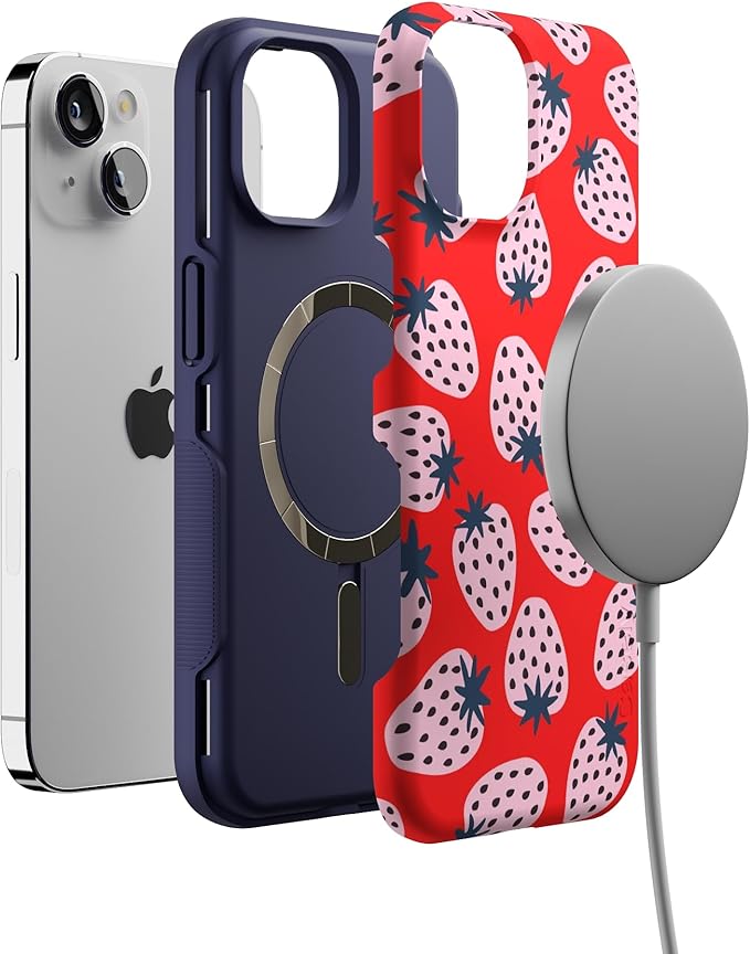 Casely iPhone 14 Case | I'd Pick You | Red Strawberry | Compatible with MagSafe | Bold Protective Design