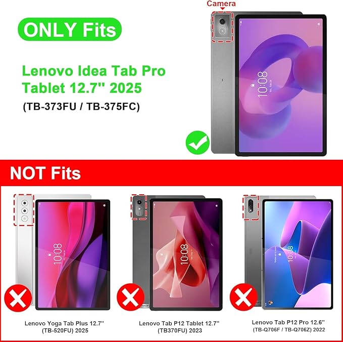 Case for Lenovo Idea Tab Pro 12.7 inch (TB-373FU/ TB-375FC) 2025 Tablet, Folio Cover with Multi-Angle Stand and Pen Holder, Rainy Owl