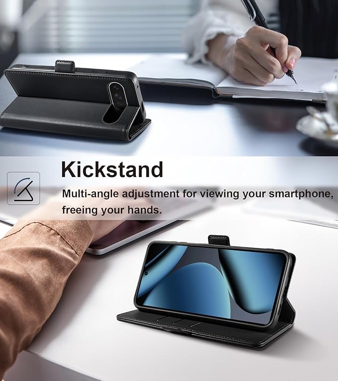 Wallet Flip Case for Google Pixel 10/10 Pro 5G - [RFID Blocking] Luxury PU Leather Card Holder Magnetic Phone Cover with Kickstand,Shockproof Protective Case,Black