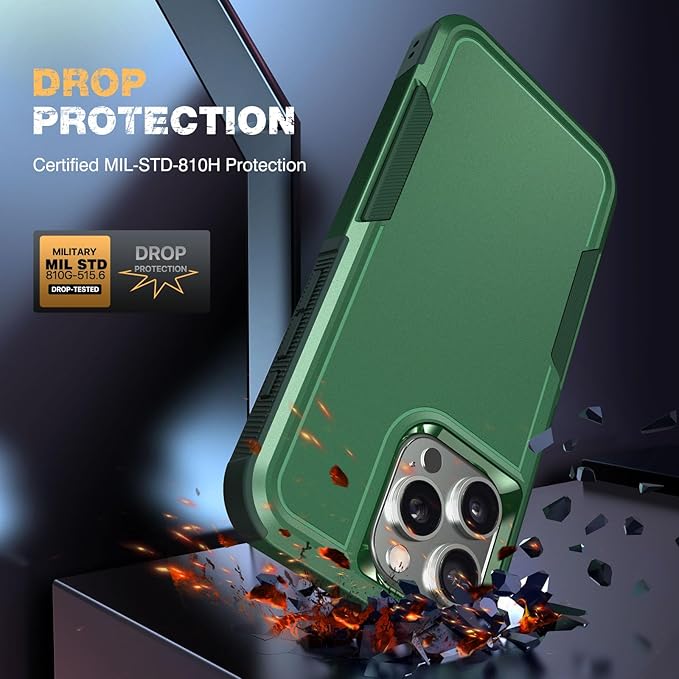 Diaclara Designed for iPhone 15 Pro Max Case, [with Privacy Screen Protector] [Anti Spy] [Military Grade Drop Protection] Heavy Duty Full-Body Shockproof Phone Case, Green