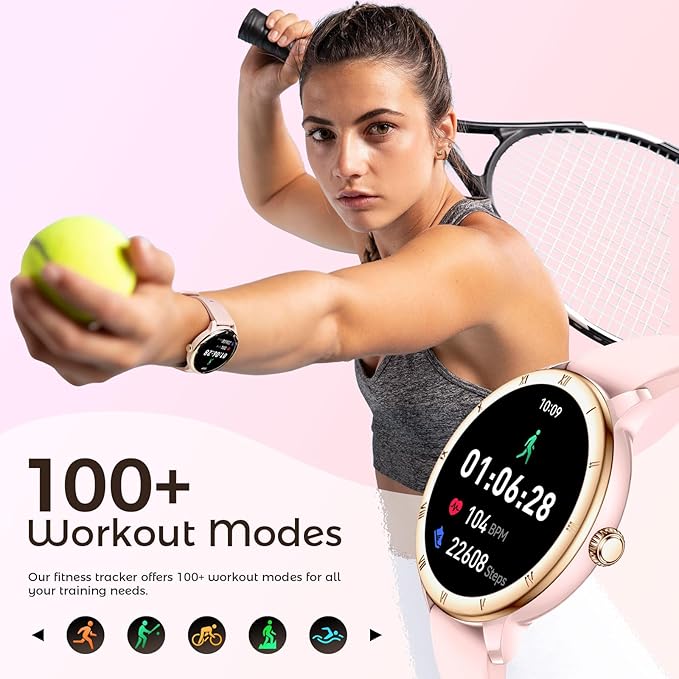 EIGIIS Android Smart Watches for Women 1.27" HD Roman Dial Sports Watches Activity Trackers with Heart Rate Sleep Monitor Smartwatch for iPhone Fitness Tracker Reloj Inteligente para Mujer