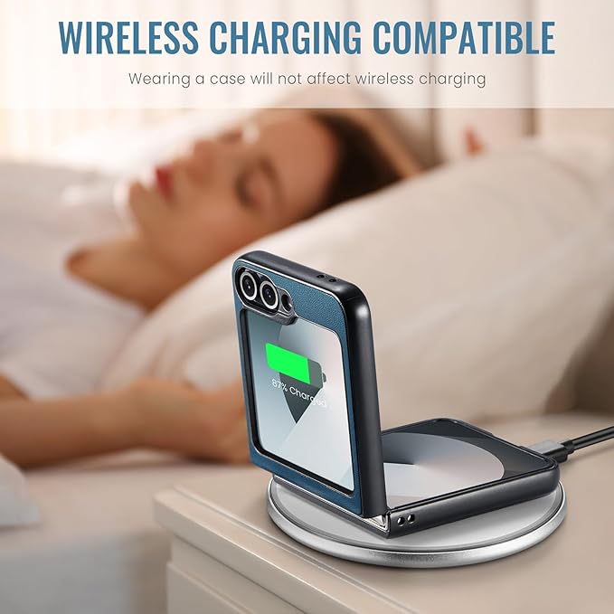 for Samsung Galaxy Z Flip 6 Case, Premium PU Leather Case Anti Scratch Slim Phone Shockproof Protective Phone Cover for Samsung Galaxy Z Flip6, Blue