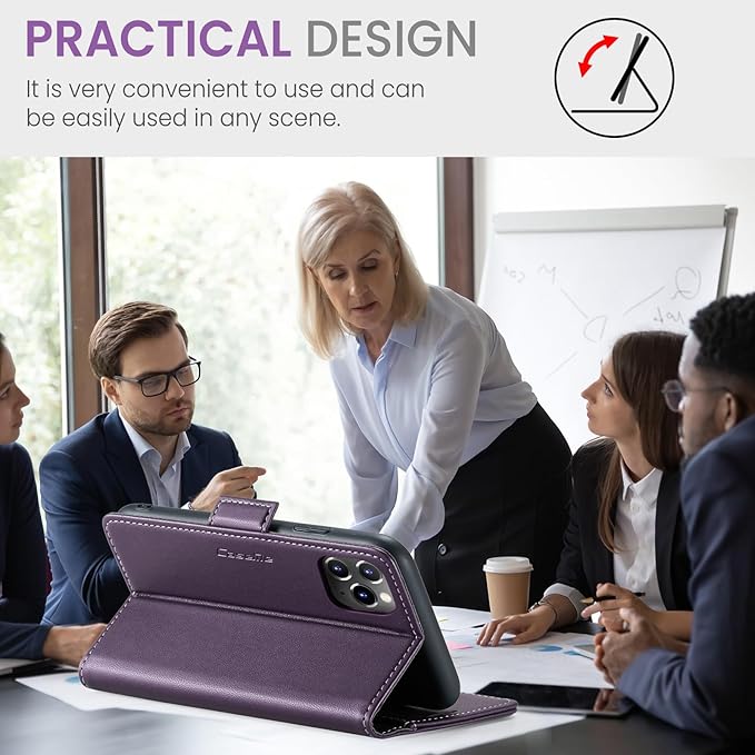 for iPhone 11 Pro Case, Premium PU Leather Wallet Case Flip Cover with [RFID Blocking][Card Holder][Stand Function] Shockproof Protective for iPhone 11 Pro 5.8", Purple