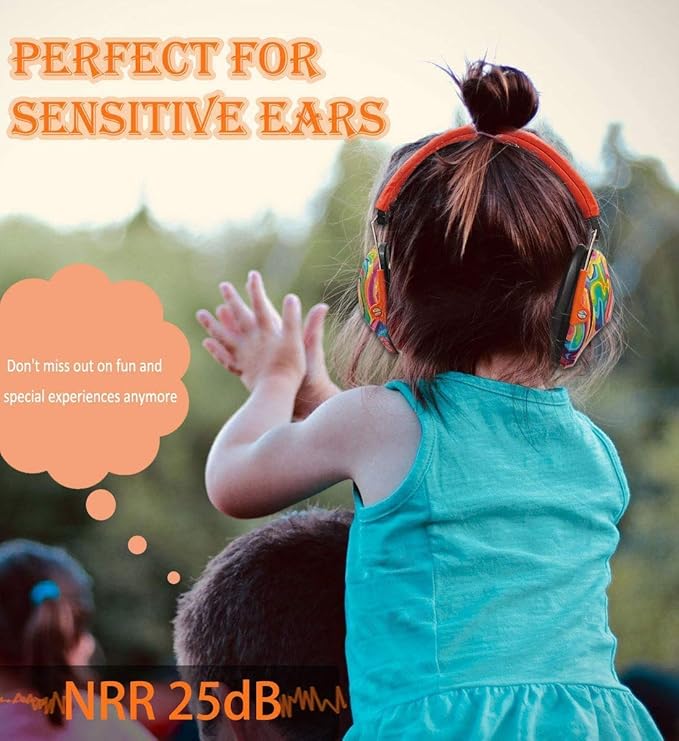 PROHEAR 032 Kids Ear Protection 2 Pack - Noise Cancelling Headphones Ear Muffs for Autism, Toddlers, Children,Individual Packing - Orange & Orange