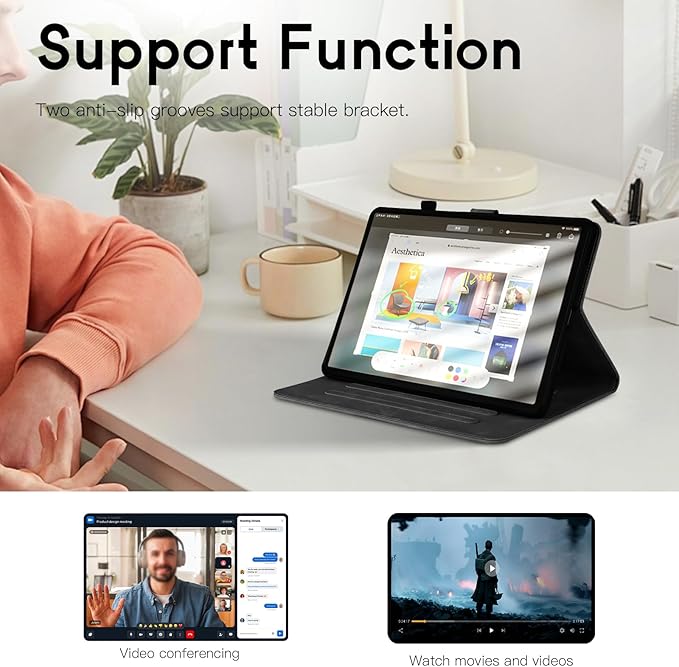 Mantala Funda para for Galaxy Tab A 2019 Case, Soft Touch Faux Leather with Card Slots and Kickstand, Water-Proof Precise Cutouts Compatible with Funda para Samsung Galaxy Tab A 10.1 2019 Black