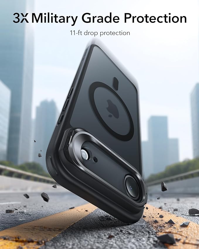ESR for iPhone Air Case with Stand, Camera Control Cover Compatible with MagSafe, Military-Grade Drop Protection Magnetic Phone Case for iPhone 17 Air Case, Scratch-Resistant Back Cover,Frosted Black