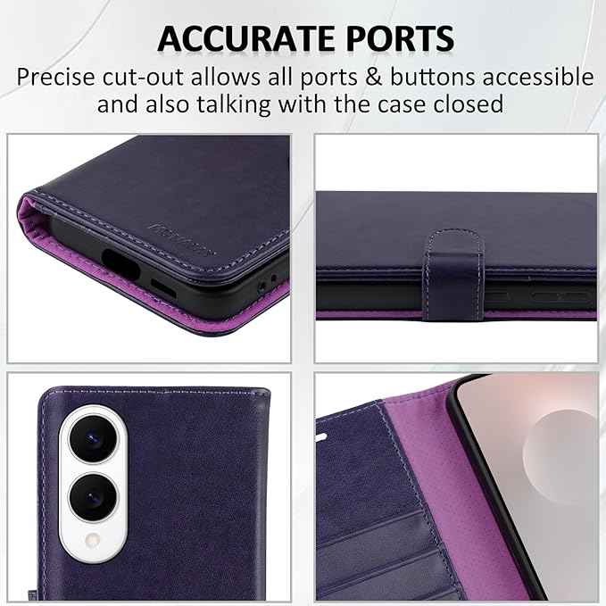 MONASAY Wallet Case Fit for Samsung Galaxy S25 Edge 5G，[Lens & Glass Screen Protector] [RFID Blocking] Flip Folio Leather Cell Phone Cover with Credit Card Holder, 6.7 inch, Purple