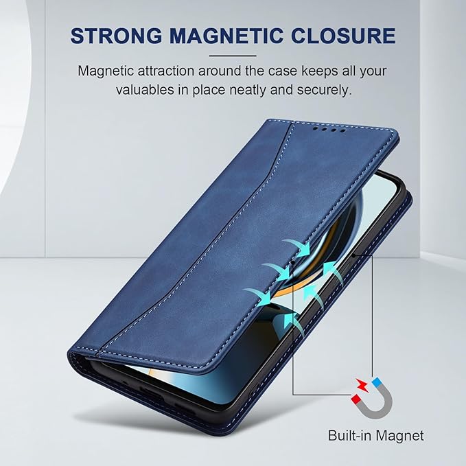 Jasonyu Flip Wallet Case for OnePlus Nord N30 5G,Leather Magnetic Folio Cover with Card Holder,Kickstand - TPU Shockproof Durable Protective Phone Case,Blue