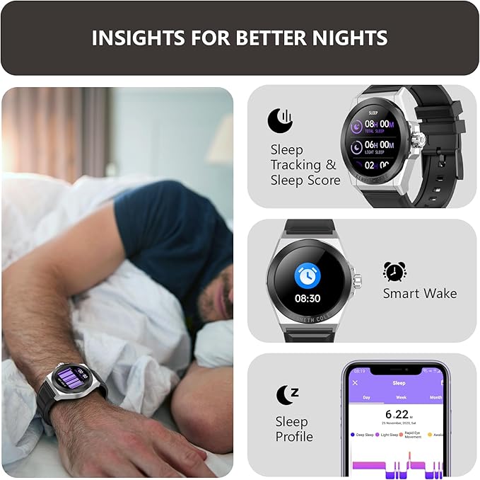 BRIBEJAT Smart Watch for Men, HD 1.32'' Stainless Steel Case Smartwatch, Waterproof Fitness Tracker Pedometer SpO2/Heart Rate/Sleep Monitor, Activity Tracker Compatible with iOS Android Phone