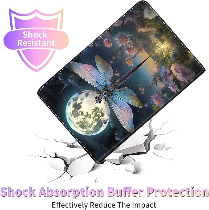 Case for Galaxy Tab A9 Plus ， Auto Sleep/Wake Multi-Angle Viewing Slim Folio Stand Cover for Samsung Galaxy Tab A9+/A9 Plus 11 Inch 2023 (SM-X210/X216/X218), Dragonfly Moon