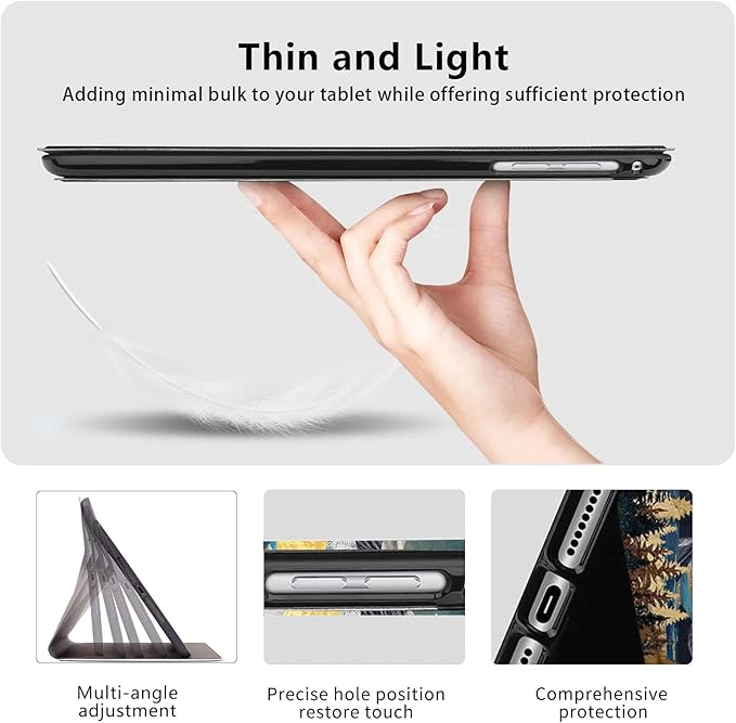 Slim Case for Samsung Galaxy Tab S10 FE / S9 FE 5G 10.9" & Tab S9 11", PU Leather Protective Cover, Multi-Angle Stand, Auto Sleep/Wake, Mountain Landscape