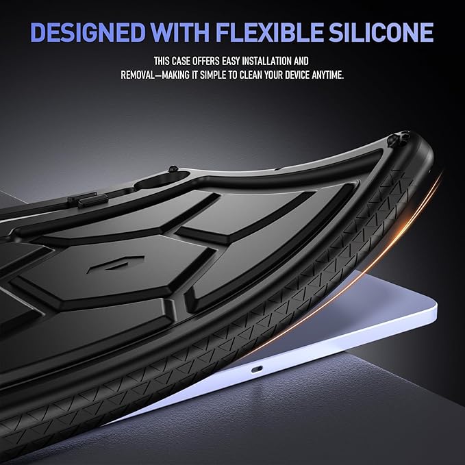 Poetic TurtleSkin Case for Samsung Galaxy Tab S10 FE Plus (2025 Release) 13.1 inch Case with S Pen Holder, Heavy Duty Shockproof Kids Friendly Protective Silicone Cover, Black