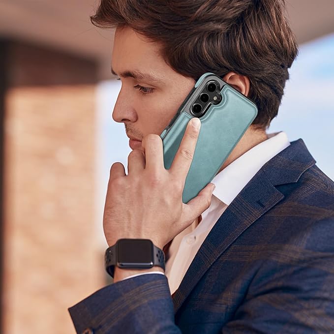 DJDUCK Designed for Samsung Galaxy S25 Plus Case Wallet with Card Holder, [Magnetic Clasp Cover] [RFID Blocking Leather Protection] Shockproof Women Men Cases for Samsung S25 Plus Sky Blue