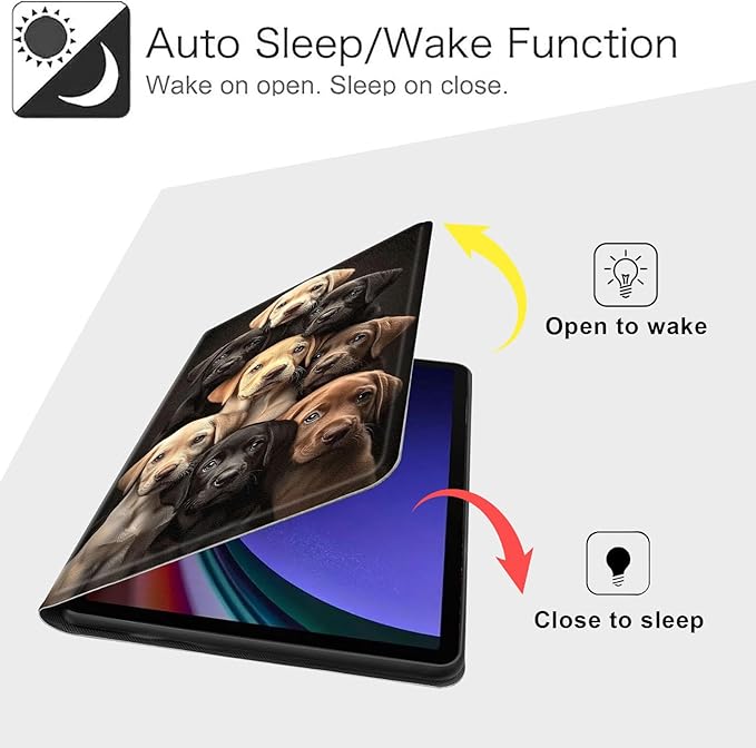 Case for Samsung Galaxy Tab S10 FE/ S9 FE 5G 10.9 Inch/Tab S9 11 Inch, Slim PU Leather Stand Cover with Auto Wake/Sleep, Multi-Angle Viewing & Shockproof, Labrador Puppies
