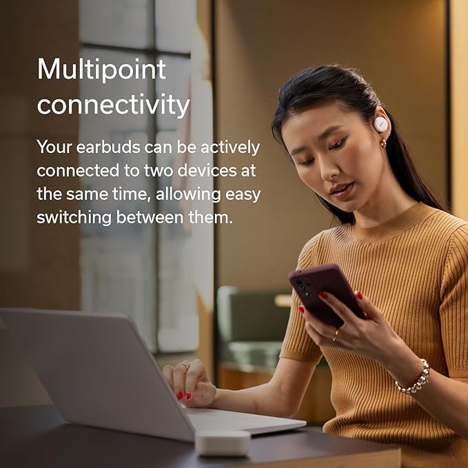 Denon PerL Pro True Wireless Earbuds - Adaptive Active Noise Cancelling, Personalized Sound with Masimo Adaptive Acoustic Technology, Spatial Audio, 32Hr-Battery Life, Wireless Charging, White